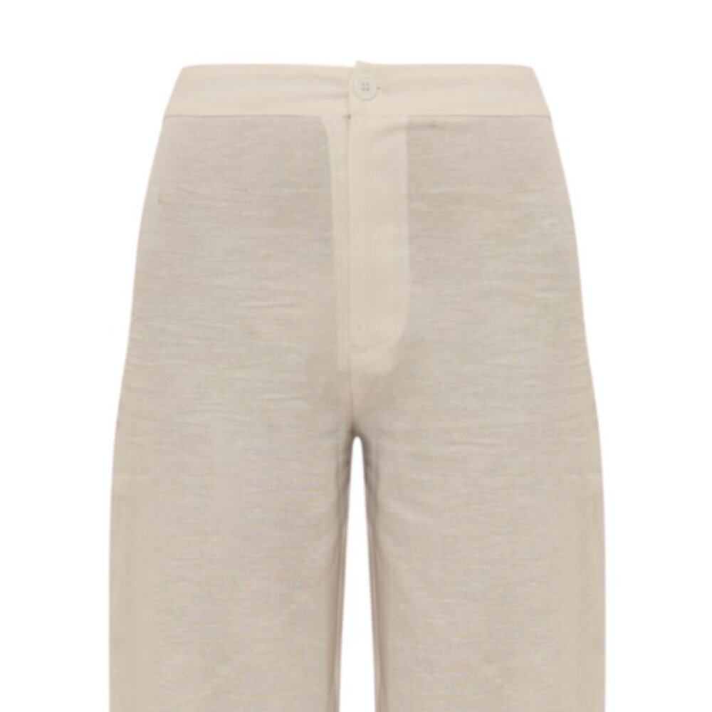 White Linen Look High Waisted Tailored Pant PrettyLittleThing NWT Size UK 12